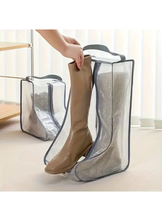 Long Style Black Transparent PVC Shoe Storage Bags Waterproof Dustproof Zipper Foldable Organizer - Image 5